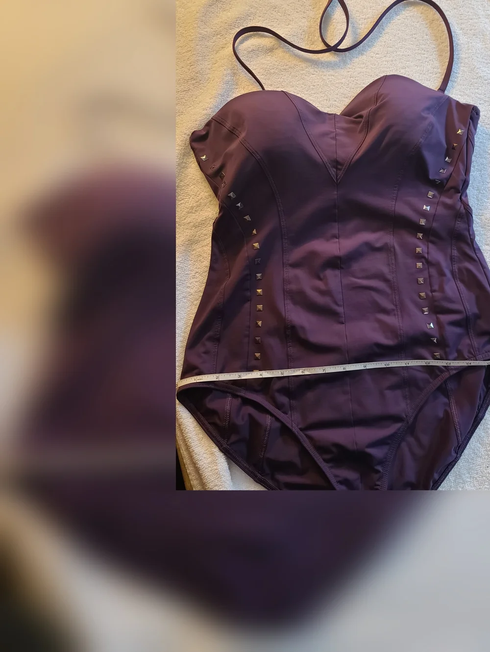 Calvin Klein Studded One Piece Swimsuit Purple Size 12 Underwire B/C Cups - Picture 12 of 12